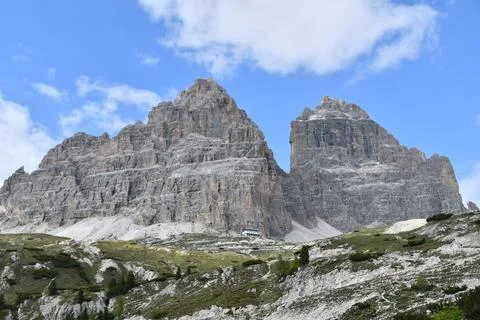 The Auronzo refuge. Stock Photos