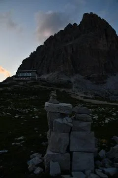 The Auronzo refuge. Stock Photos