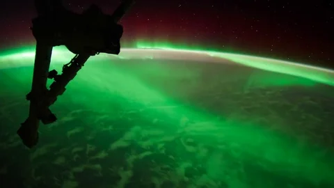 Aurora Australis over Indian Ocean from International Space Station in 4K. Stock Footage 74285478