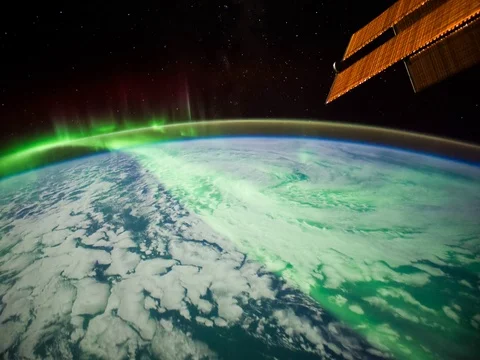 Aurora Australis over the Indian Ocean 2 Stock Footage 74285549