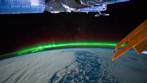 Aurora Australis over the Indian Ocean Stock Footage 74285553