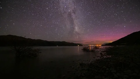 Aurora Australis sliding time lapse New Zealand Stock Footage 78047549