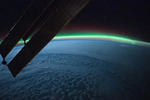 Aurora Bolearis over North Atlantic Ocean Stock Footage 260460655