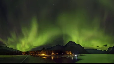 Aurora Borealis Above the Mountain Stock Footage 72256597