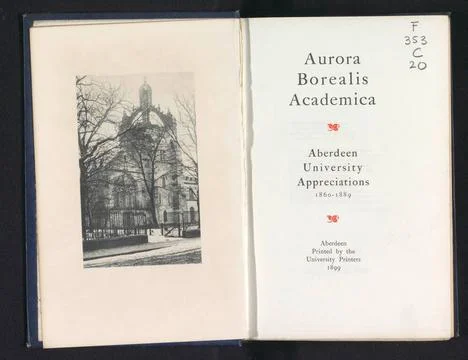 Aurora Borealis Academica Aberdeen University appreciations 1860-1889.. Co... Stock Photos