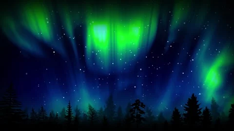 Aurora borealis animated looping background with a forest Stock-Footage 247130036