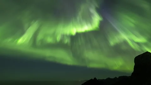 Aurora Borealis beams on sky Stock Footage 250771857