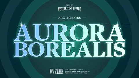 Aurora Borealis Blue to Mint Gradient Glow Text Effect Stock Illustration