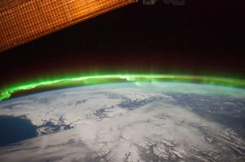 Aurora Borealis from Canada to Central U.S. from the International Space Station Stock Footage 261041100