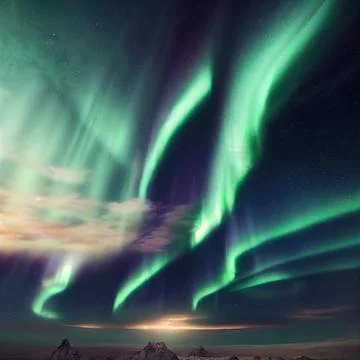 The aurora borealis on a clear sky Stock Illustration