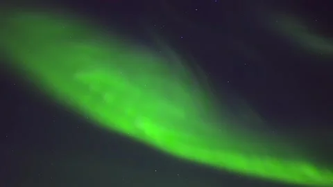 Aurora Borealis Dancing Over Lofoten Islands Mountains in Norway Celestial Ar Vídeos de archivo 308969276