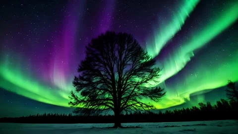 Aurora borealis dancing on the trees 스톡 동영상 303934414