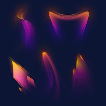 Aurora borealis. Design for device screen, wallpaper. Set of colourful neon lens Illustrazione stock