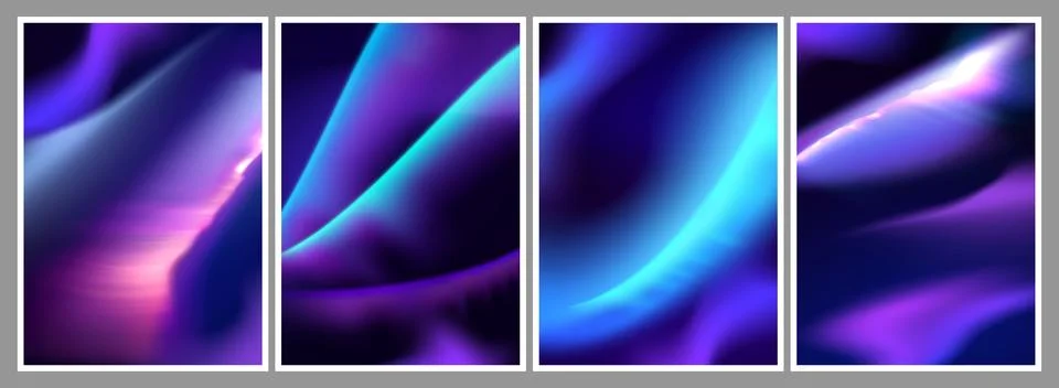 Aurora borealis gradient background set Stock Illustration