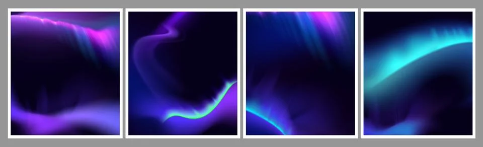 Aurora borealis gradient background set Stock Illustration
