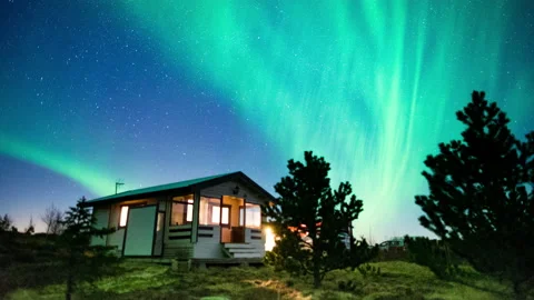 Aurora borealis in Iceland Video stock 154861322
