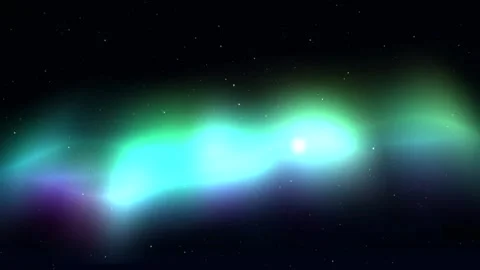 Aurora Borealis light waves dancing in the night sky with subtle lens flare.. Video stock 347018035