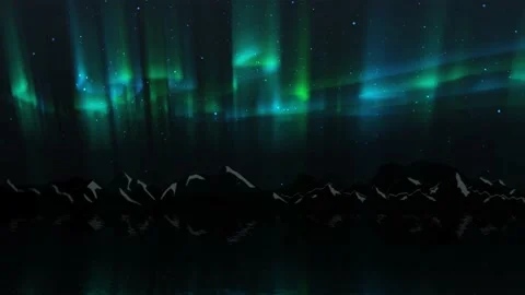 Aurora Borealis Lights over Mountain Silhouette 4K Loop Stock Footage 218269791