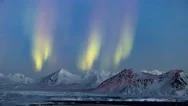 Aurora Borealis Over The Arctic Glacier Landscape  (4K) Stock Footage