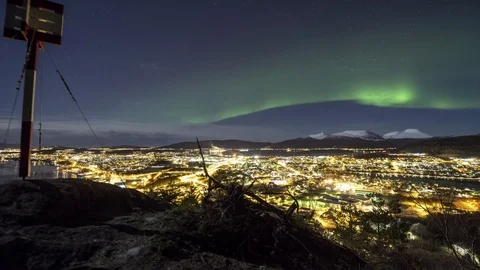 Aurora Borealis over the city Stock Footage 87777170
