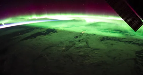 AURORA BOREALIS OVER EARTH ORBIT TIME-LAPSE Stock Footage 130771740