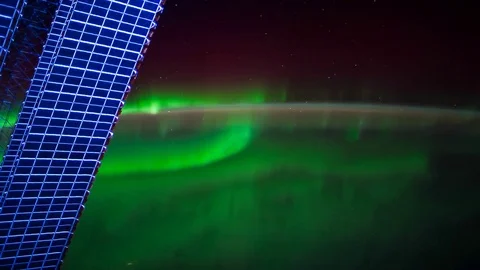 Aurora Borealis over the Great Lakes and Canada Stock Footage 74285557