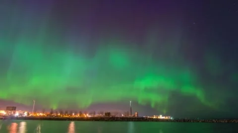 Aurora Borealis over lake Stock Footage 50126067