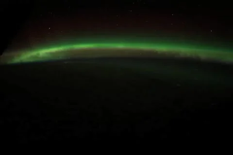 Aurora Borealis over the Pacific Ocean from International Space Station Stock Footage 260453363