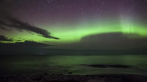 Aurora Borealis over sea Stock Footage 87953582