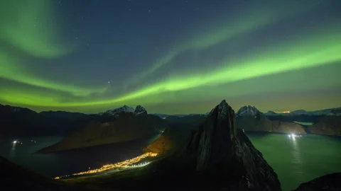 Aurora Borealis over the Segla Stock Footage 250297280