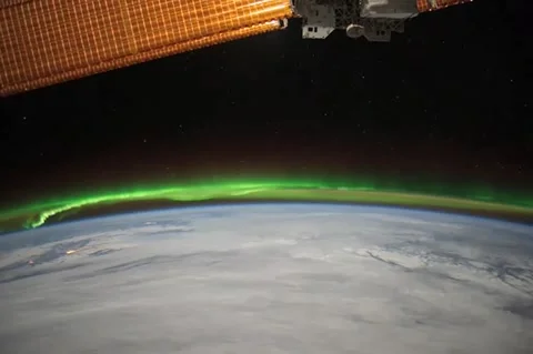 Aurora Borealis from Pacific Ocean to U.S from International Space Station Stock Footage 260710408