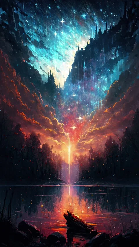 Aurora borealis phone background with forest and beautiful sky glowing with.. Stock Footage 237239693