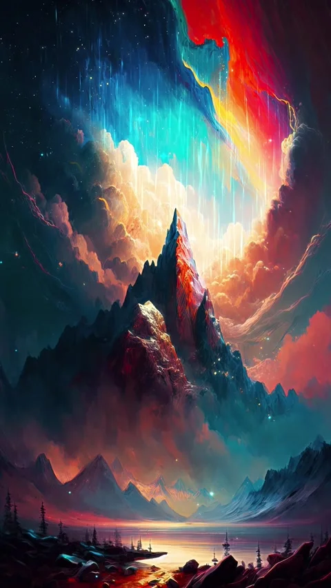 Aurora borealis phone background with mountains and beautiful sky glowing w.. Stock Footage 237237136