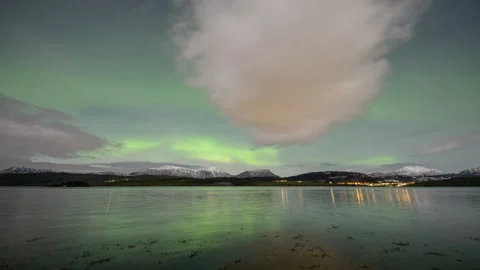Aurora Borealis is reflected in the water Stock Footage 250752827
