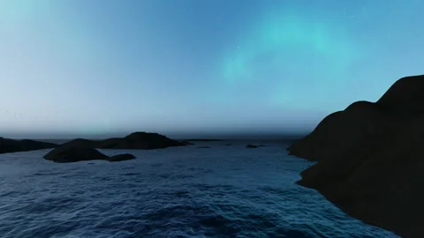 Aurora borealis seen from a flight above the water going forward, 4K 스톡 동영상 176759786