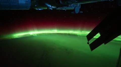 Aurora Borealis as seen from space flight around Earth Video stock 10898250