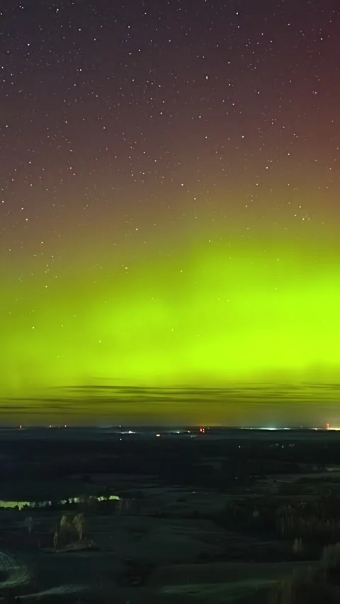 Aurora Borealis Timelapse Over Latvia Night Sky Видео 336721641