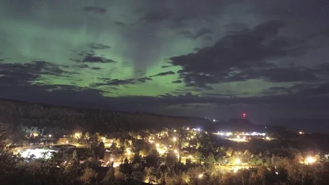 Aurora Borealis Timelapse over Silver Bay Stock Footage 83799060