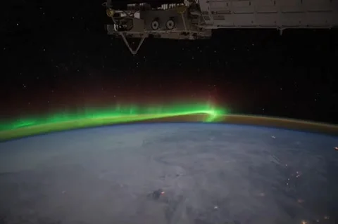 Aurora Borealis from U.S. to Atlantic Ocean from International Space Station Stock Footage 260710416