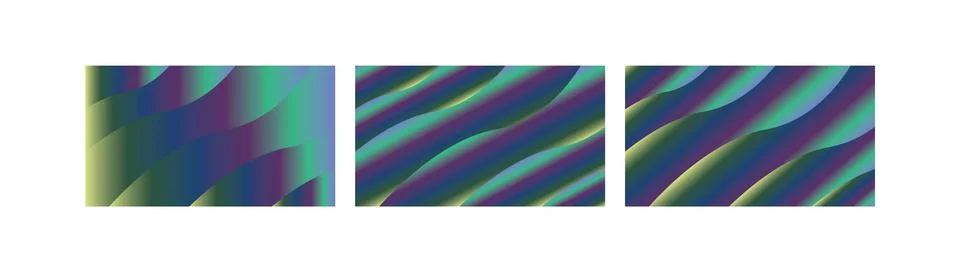 Aurora Borealis Wave Gradient Backgrounds Bundle with Teal Green and Purple.. Stock Illustration