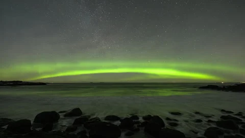 Aurora Borealis on the waves Stock Footage 250751208