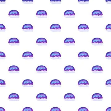Aurora borealis winter landscape repeating cartoon pattern Stock Illustration