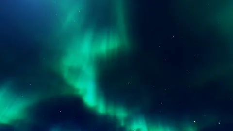 Aurora Borealis,Northern Lights on beautiful night sky, Animation background. Stock Footage