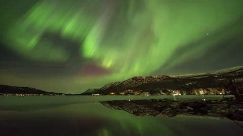 Aurora Borealsis over Brusdalsvatnet Stock Footage 87952482
