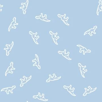 Aurora ceratops dinosaur line vector seamless pattern Stock Illustration