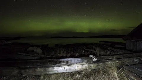 Aurora from coast Stock Footage 87775406