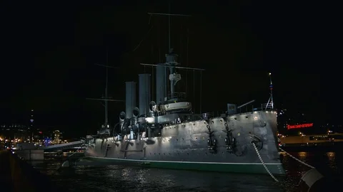 Aurora cruiser at night Stock Footage 81668190