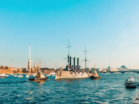 Aurora Cruiser Pull-towing Operation Stock Footage 73128218