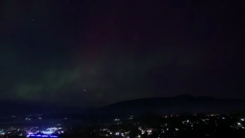 Aurora drone Hyperlapse from Mount Vernon Washington Stock Footage 300302388