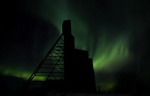 Aurora Headframe Silhouette Stock Photos